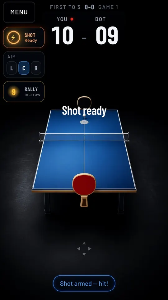 Shot meter ready for a special smash in the table tennis game